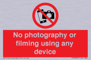 No photography or filming using any device
